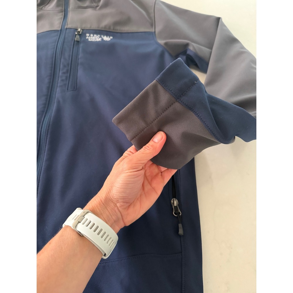 Mountain Hardwear Mens Softshell Hoodie Full Zip Jacket Blue Grey Large - Picture 5 of 13